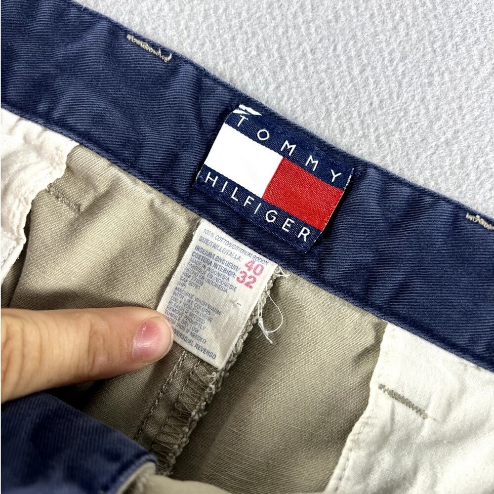 Vintage 90s Tommy Hilfiger Double Pleated Beige Pants Mens Size 40x32 (40x31) - Picture 4 of 13